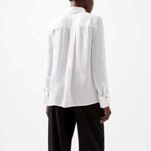 French Connection Chiara Drape Satin Contrast Long Sleeve Shirt